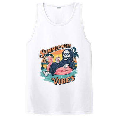 Summerween Vibes Skeleton Flamingo Float Summer Halloween PosiCharge Competitor Tank