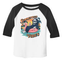 Summerween Vibes Skeleton Flamingo Float Summer Halloween Toddler Fine Jersey T-Shirt