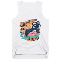 Summerween Vibes Skeleton Flamingo Float Summer Halloween Tank Top