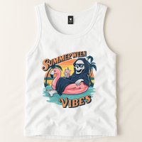 Summerween Vibes Skeleton Flamingo Float Summer Halloween Tank Top