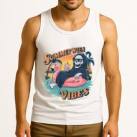 Summerween Vibes Skeleton Flamingo Float Summer Halloween Tank Top