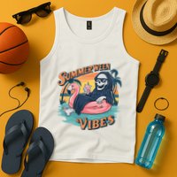 Summerween Vibes Skeleton Flamingo Float Summer Halloween Tank Top