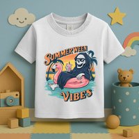 Summerween Vibes Skeleton Flamingo Float Summer Halloween Toddler T-Shirt