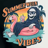 Summerween Vibes Skeleton Flamingo Float Summer Halloween Infant Baby Jersey Bodysuit