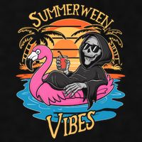 Summerween Vibes Skeleton Flamingo Spooky Halloween Summer Ladies PosiCharge Tri-Blend Wicking Tank