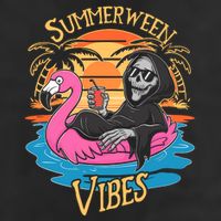 Summerween Vibes Skeleton Flamingo Spooky Halloween Summer Cool Comfort Performance Bucket Hat
