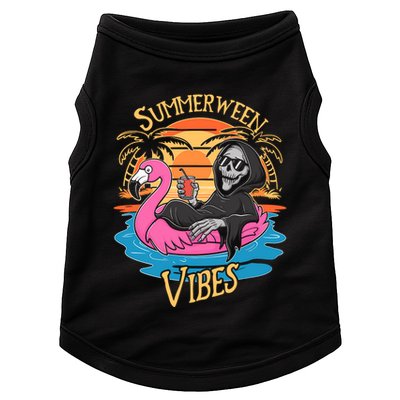 Summerween Vibes Skeleton Flamingo Spooky Halloween Summer Doggie Tank
