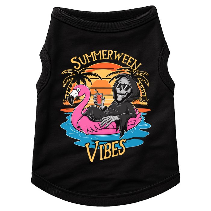 Summerween Vibes Skeleton Flamingo Spooky Halloween Summer Doggie Tank