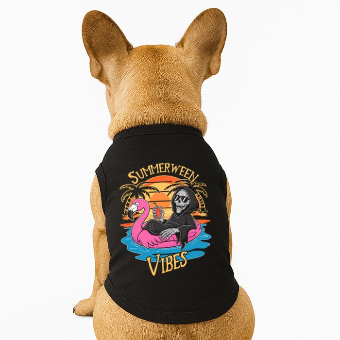 Summerween Vibes Skeleton Flamingo Spooky Halloween Summer Doggie Tank