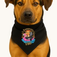 Summerween Vibes Skeleton Flamingo Spooky Halloween Summer USA-Made Doggie Bandana