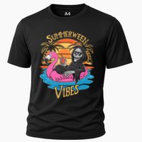 Summerween Vibes Skeleton Flamingo Spooky Halloween Summer Performance Shirt
