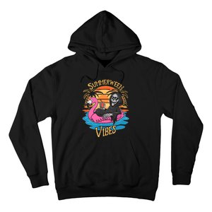 Summerween Vibes Skeleton Flamingo Spooky Halloween Summer Hoodie