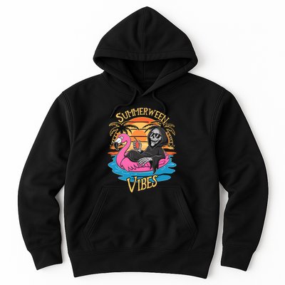 Summerween Vibes Skeleton Flamingo Spooky Halloween Summer Hoodie