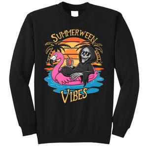 Summerween Vibes Skeleton Flamingo Spooky Halloween Summer Sweatshirt