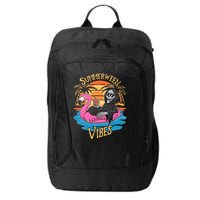 Summerween Vibes Skeleton Flamingo Spooky Halloween Summer City Backpack