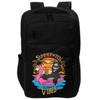 Summerween Vibes Skeleton Flamingo Spooky Halloween Summer Impact Tech Backpack