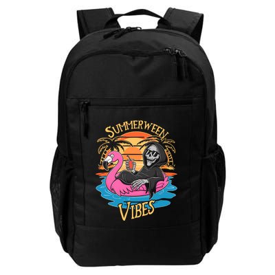 Summerween Vibes Skeleton Flamingo Spooky Halloween Summer Backpack