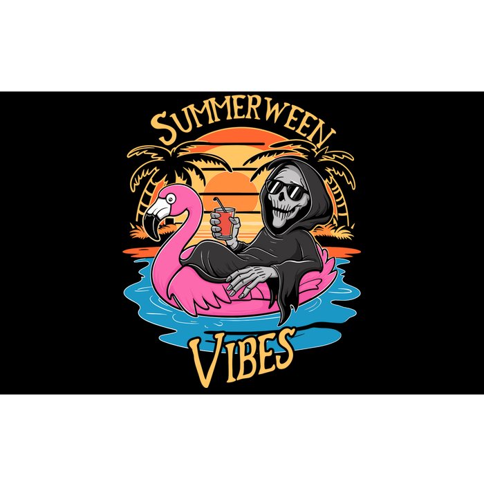 Summerween Vibes Skeleton Flamingo Spooky Halloween Summer Bumper Sticker