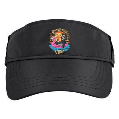 Summerween Vibes Skeleton Flamingo Spooky Halloween Summer Adult Drive Performance Visor
