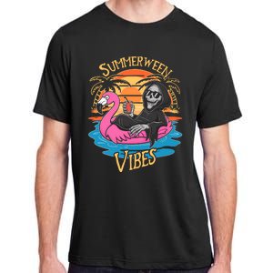 Summerween Vibes Skeleton Flamingo Spooky Halloween Summer Adult ChromaSoft Performance T-Shirt