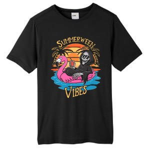 Summerween Vibes Skeleton Flamingo Spooky Halloween Summer Tall Fusion ChromaSoft Performance T-Shirt