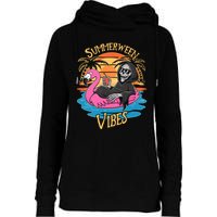 Summerween Vibes Skeleton Flamingo Spooky Halloween Summer Womens Funnel Neck Pullover Hood