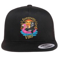 Summerween Vibes Skeleton Flamingo Spooky Halloween Summer Flatbill Hat