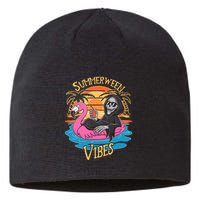 Summerween Vibes Skeleton Flamingo Spooky Halloween Summer Sustainable Beanie