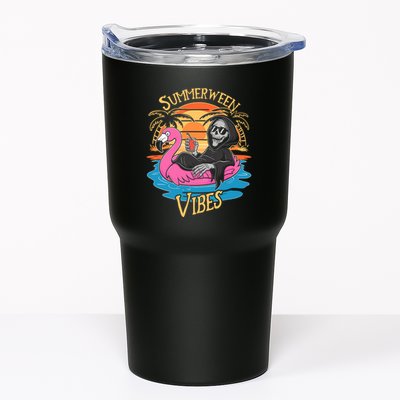 Summerween Vibes Skeleton Flamingo Spooky Halloween Summer Tumbler