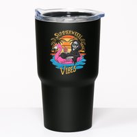 Summerween Vibes Skeleton Flamingo Spooky Halloween Summer Tumbler