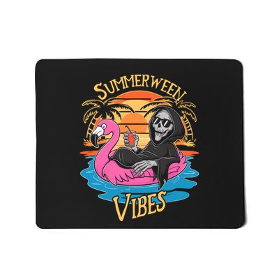 Summerween Vibes Skeleton Flamingo Spooky Halloween Summer Mousepad