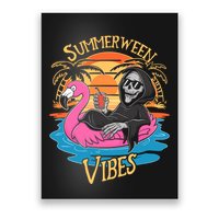 Summerween Vibes Skeleton Flamingo Spooky Halloween Summer Poster