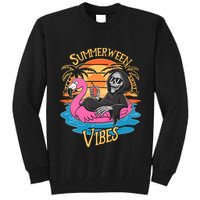 Summerween Vibes Skeleton Flamingo Spooky Halloween Summer Tall Sweatshirt