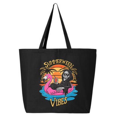 Summerween Vibes Skeleton Flamingo Spooky Halloween Summer 25L Jumbo Tote