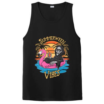 Summerween Vibes Skeleton Flamingo Spooky Halloween Summer PosiCharge Competitor Tank