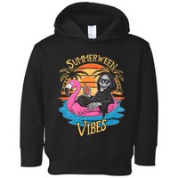 Summerween Vibes Skeleton Flamingo Spooky Halloween Summer Toddler Hoodie