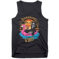 Summerween Vibes Skeleton Flamingo Spooky Halloween Summer Tank Top