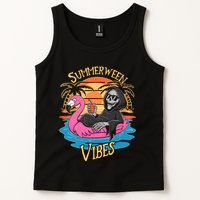 Summerween Vibes Skeleton Flamingo Spooky Halloween Summer Tank Top