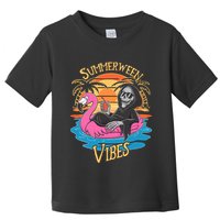Summerween Vibes Skeleton Flamingo Spooky Halloween Summer Toddler T-Shirt