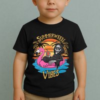 Summerween Vibes Skeleton Flamingo Spooky Halloween Summer Toddler T-Shirt