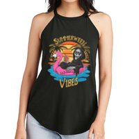 Summerween Vibes Skeleton Flamingo Spooky Halloween Summer Women's Perfect Tri Rocker Tank