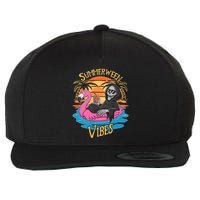 Summerween Vibes Skeleton Flamingo Spooky Halloween Summer Wool Snapback Cap