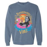 Summerween Vibes Skeleton Flamingo Spooky Halloween Summer Garment-Dyed Sweatshirt