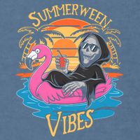 Summerween Vibes Skeleton Flamingo Spooky Halloween Summer Garment-Dyed Sweatshirt