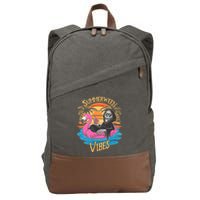 Summerween Vibes Skeleton Flamingo Spooky Halloween Summer Cotton Canvas Backpack