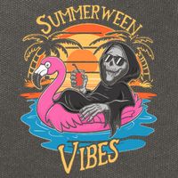 Summerween Vibes Skeleton Flamingo Spooky Halloween Summer Cotton Canvas Backpack