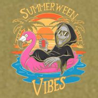 Summerween Vibes Skeleton Flamingo Spooky Halloween Summer Garment-Dyed Women's Muscle Tee