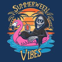 Summerween Vibes Skeleton Flamingo Spooky Halloween Summer Infant Baby Jersey Bodysuit