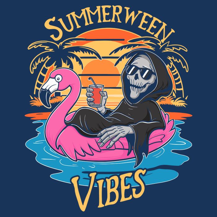 Summerween Vibes Skeleton Flamingo Spooky Halloween Summer Infant Baby Jersey Bodysuit
