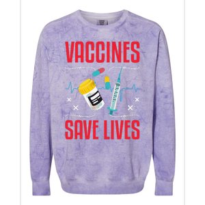 Support Vaccines Save Lives Nursing School Nurses Day Colorblast Crewneck Sweatshirt